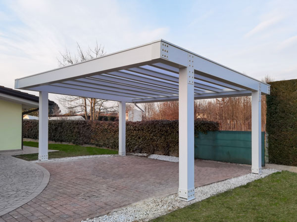 Carport Cube biposto bianco con sporto anteriore – CCU2611 Carport Cube biposto bianco con sporto anteriore – CCU2611