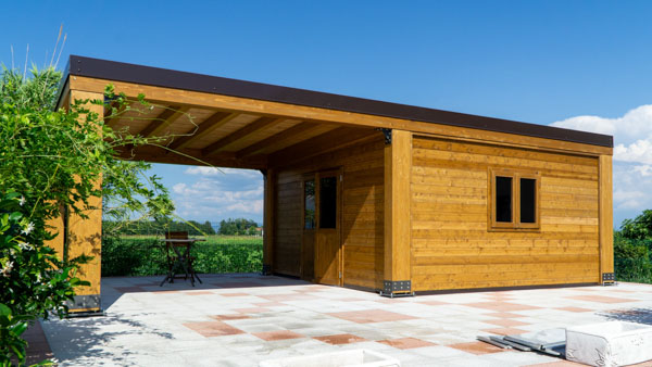 Carport moderno in legno Cube multiuso con locale chiuso – CCU2607 Carport moderno in legno Cube multiuso con locale chiuso – CCU2607
