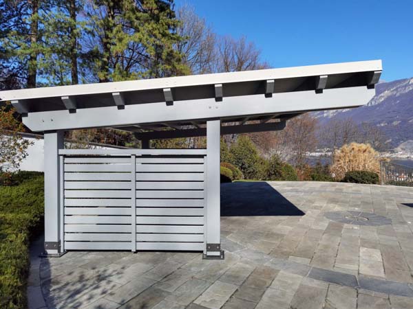 Tettoia per auto Round biposto grigio con frangivista – RB02310