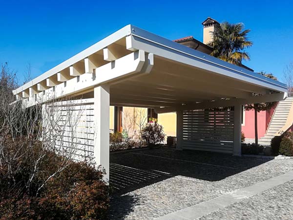 Tettoia per auto Round 2 posti + 1 moto con sporti bilanciati – R02601